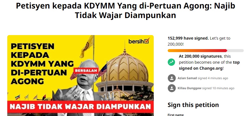 Petition Opposing A Pardon For Najib Has Garnered Over 153000